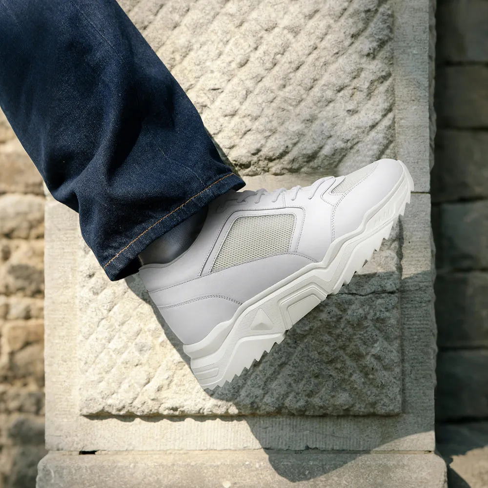 10 CM/3.94 Inches CMR CHAMARIPA Men's White Leather Height Increasing Sneakers