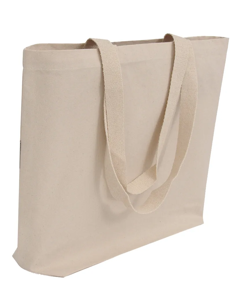 18" Large Organic Canvas Shopper Tote Bags with Bottom Gusset - OR250