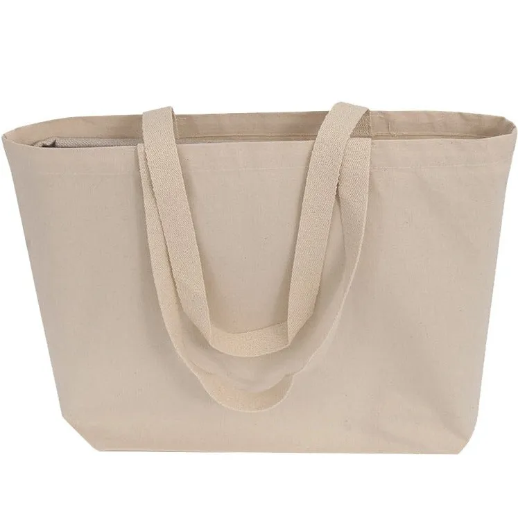 18" Large Organic Canvas Shopper Tote Bags with Bottom Gusset - OR250