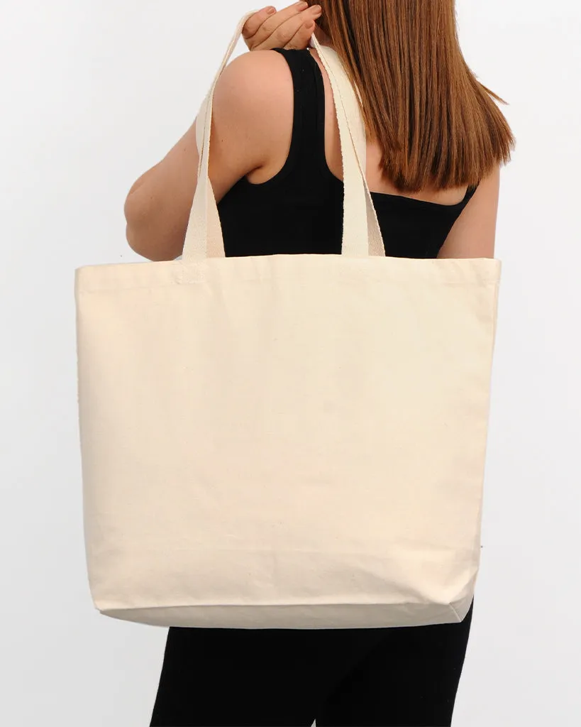 18" Large Organic Canvas Shopper Tote Bags with Bottom Gusset - OR250