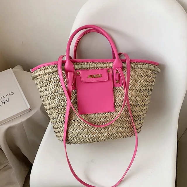 2021 Summer and Fall New High Capacity Weave Straw Rattan Crossbody Shoulder Bags for Beautiful Women Beach Handbags and Purses
