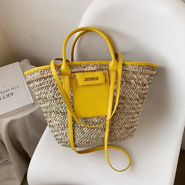 2021 Summer and Fall New High Capacity Weave Straw Rattan Crossbody Shoulder Bags for Beautiful Women Beach Handbags and Purses