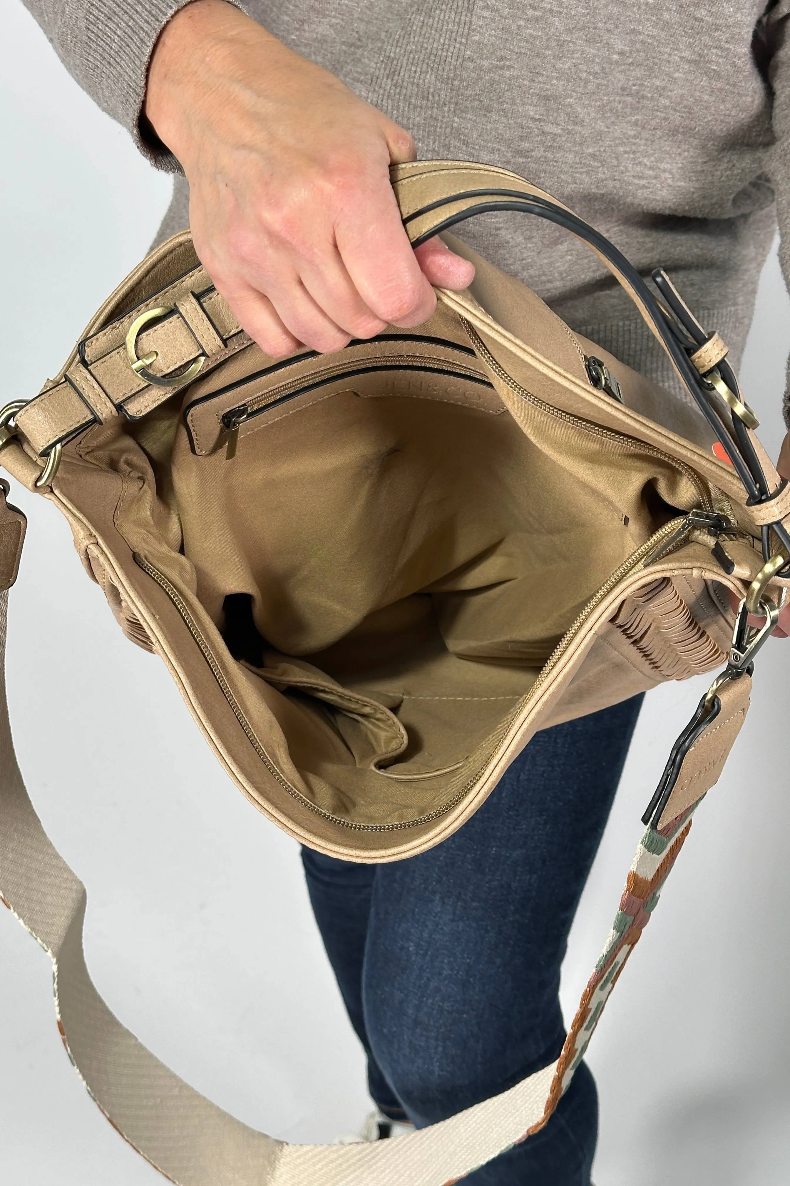 Aris Hobo Crossbody With Guitar Strap - Tan