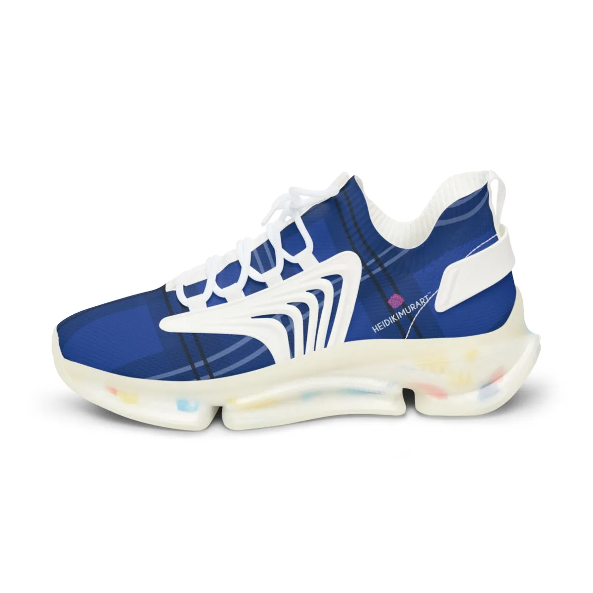 Blue Plaid Print Men's Shoes, Best Comfy Men's Mesh Sports Sneakers Shoes (US Size: 5-12)