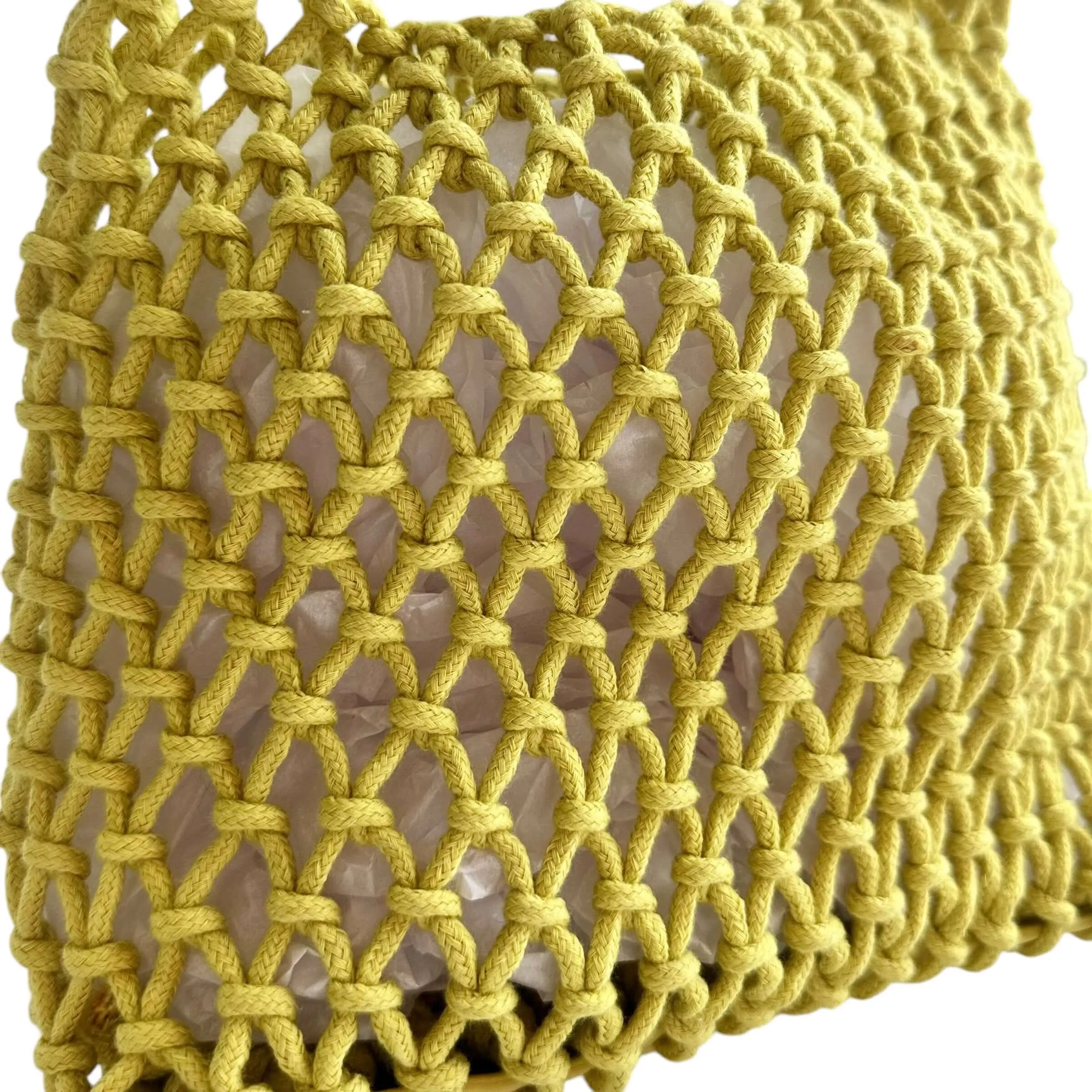 Boho Open Weave Mini Tote Bag - Yellow