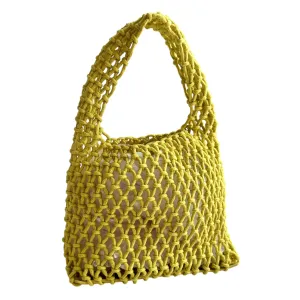 Boho Open Weave Mini Tote Bag - Yellow