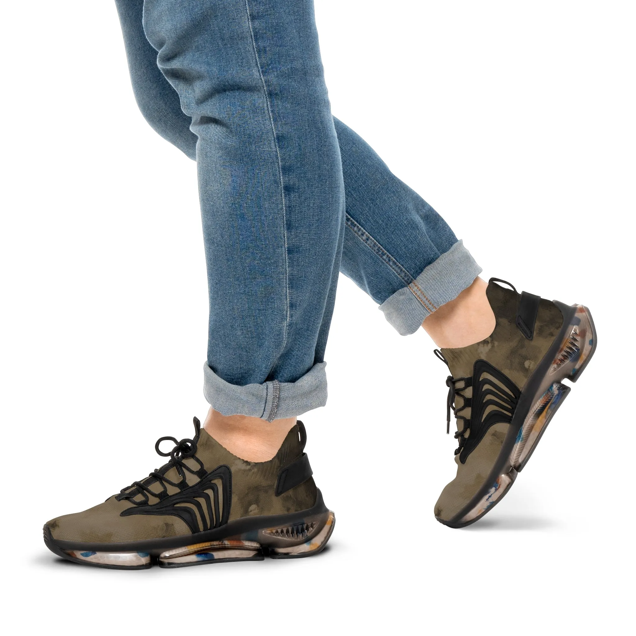 Brown Abstract Men's Mesh Sneakers, Brown Abstract Print Men's Sneakers Best Comfy Men's Mesh Sports Sneakers Shoes (US Size: 5-12)