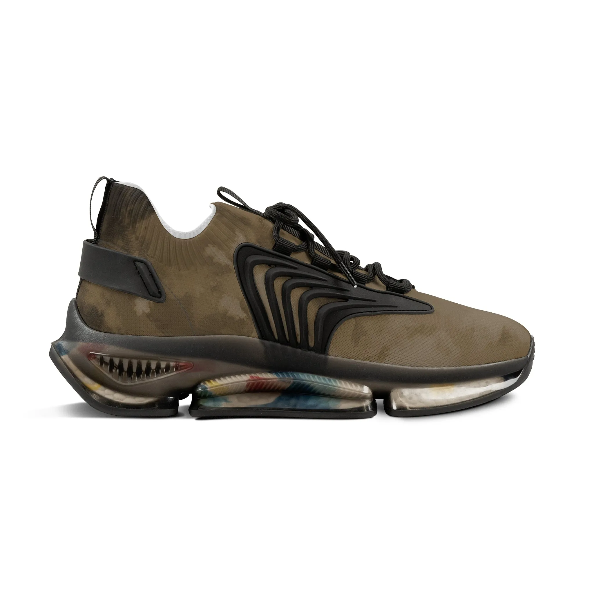 Brown Abstract Men's Mesh Sneakers, Brown Abstract Print Men's Sneakers Best Comfy Men's Mesh Sports Sneakers Shoes (US Size: 5-12)
