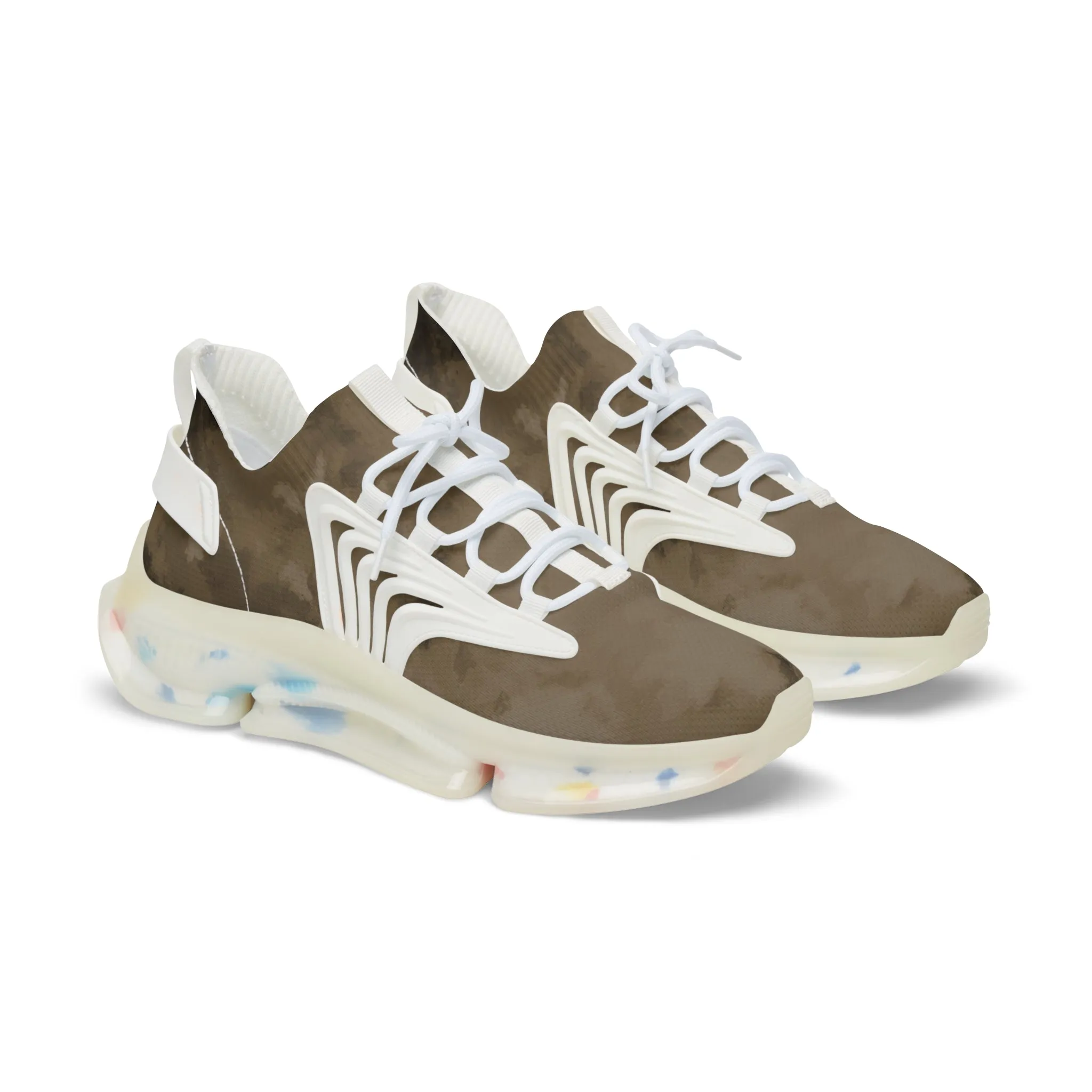 Brown Abstract Men's Mesh Sneakers, Brown Abstract Print Men's Sneakers Best Comfy Men's Mesh Sports Sneakers Shoes (US Size: 5-12)