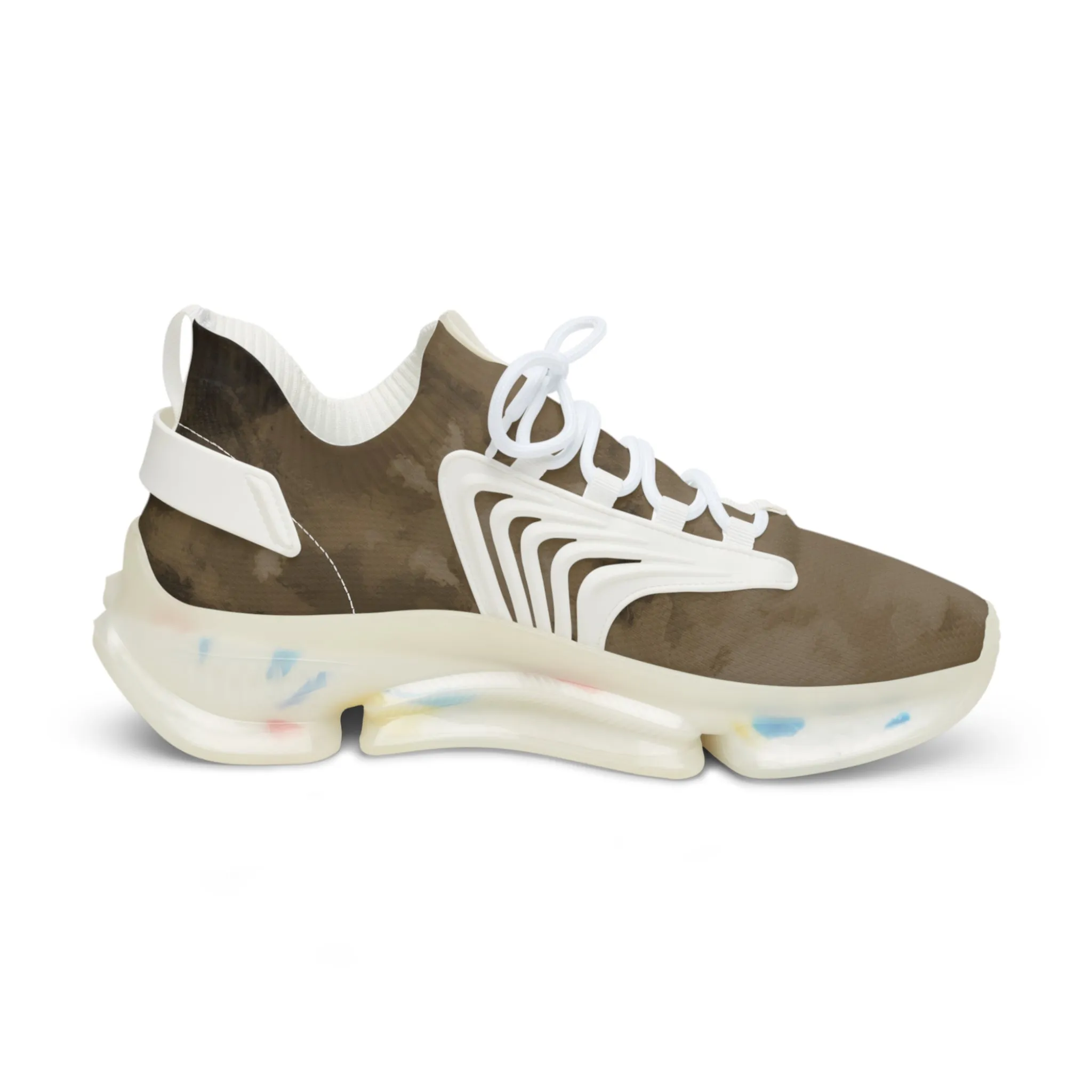 Brown Abstract Men's Mesh Sneakers, Brown Abstract Print Men's Sneakers Best Comfy Men's Mesh Sports Sneakers Shoes (US Size: 5-12)