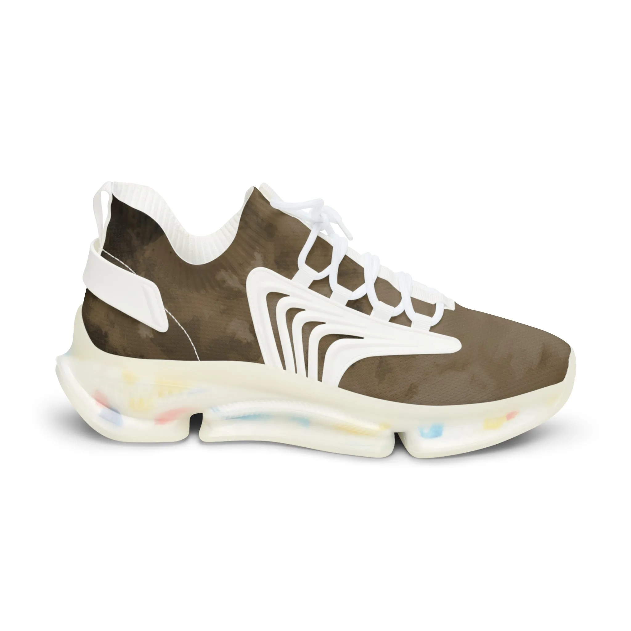 Brown Abstract Men's Mesh Sneakers, Brown Abstract Print Men's Sneakers Best Comfy Men's Mesh Sports Sneakers Shoes (US Size: 5-12)