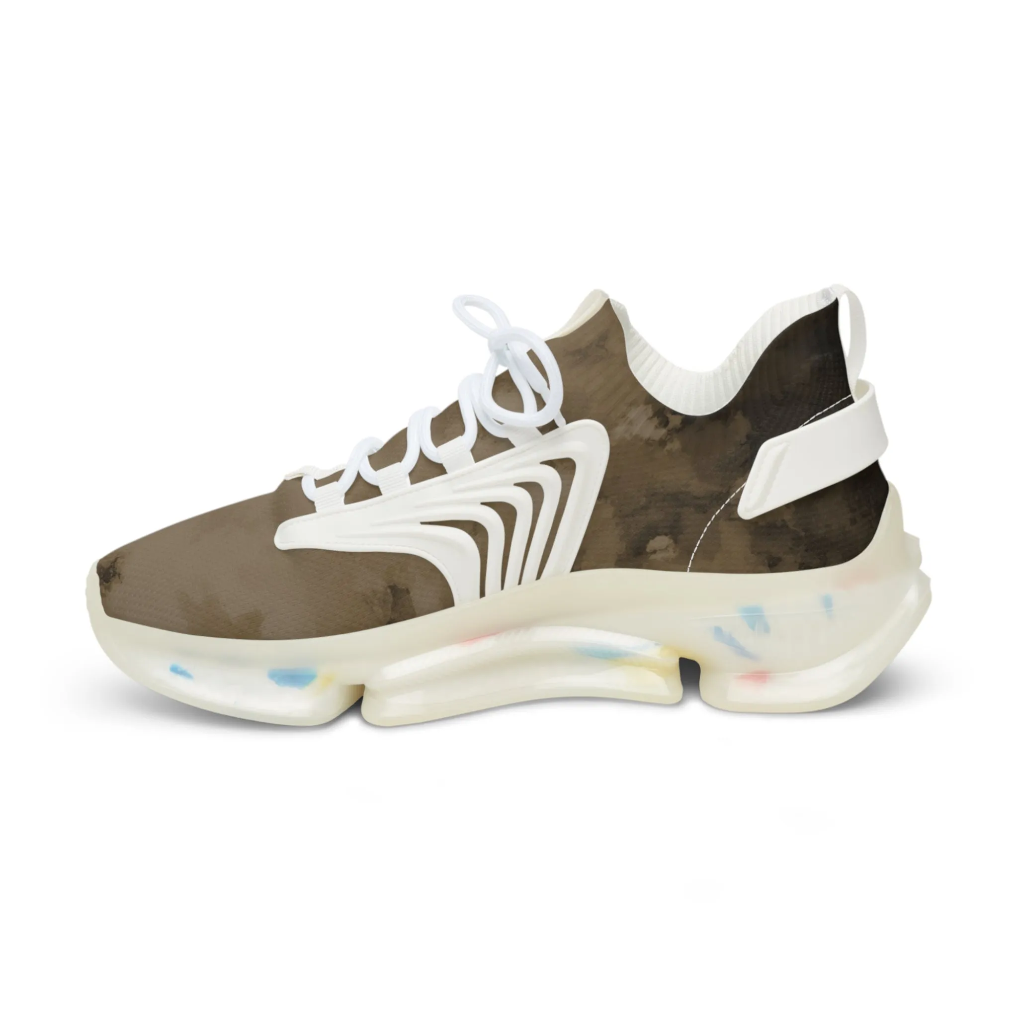 Brown Abstract Men's Mesh Sneakers, Brown Abstract Print Men's Sneakers Best Comfy Men's Mesh Sports Sneakers Shoes (US Size: 5-12)