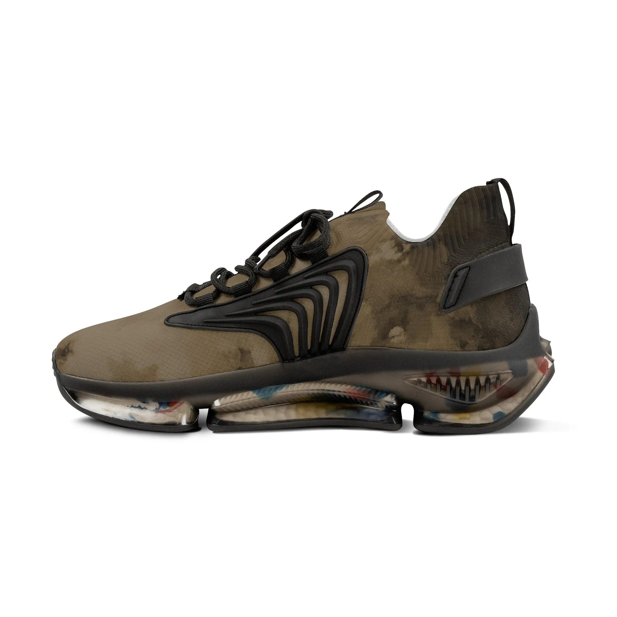 Brown Abstract Men's Mesh Sneakers, Brown Abstract Print Men's Sneakers Best Comfy Men's Mesh Sports Sneakers Shoes (US Size: 5-12)