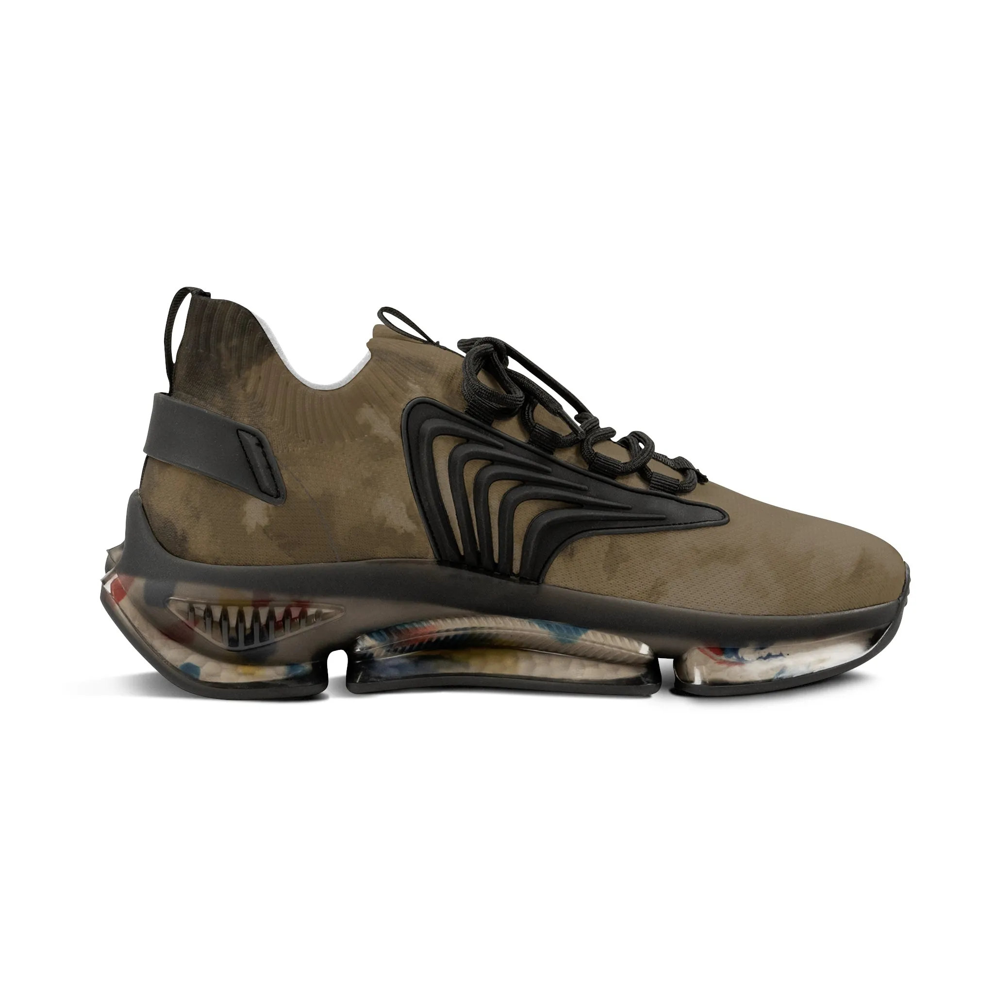 Brown Abstract Men's Mesh Sneakers, Brown Abstract Print Men's Sneakers Best Comfy Men's Mesh Sports Sneakers Shoes (US Size: 5-12)