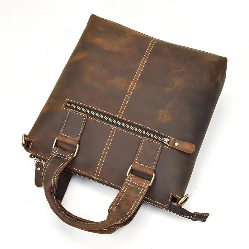 Brown Leather Mens Vintage Work Bag Handbag Briefcase Shoulder Bags Business Bags For Men