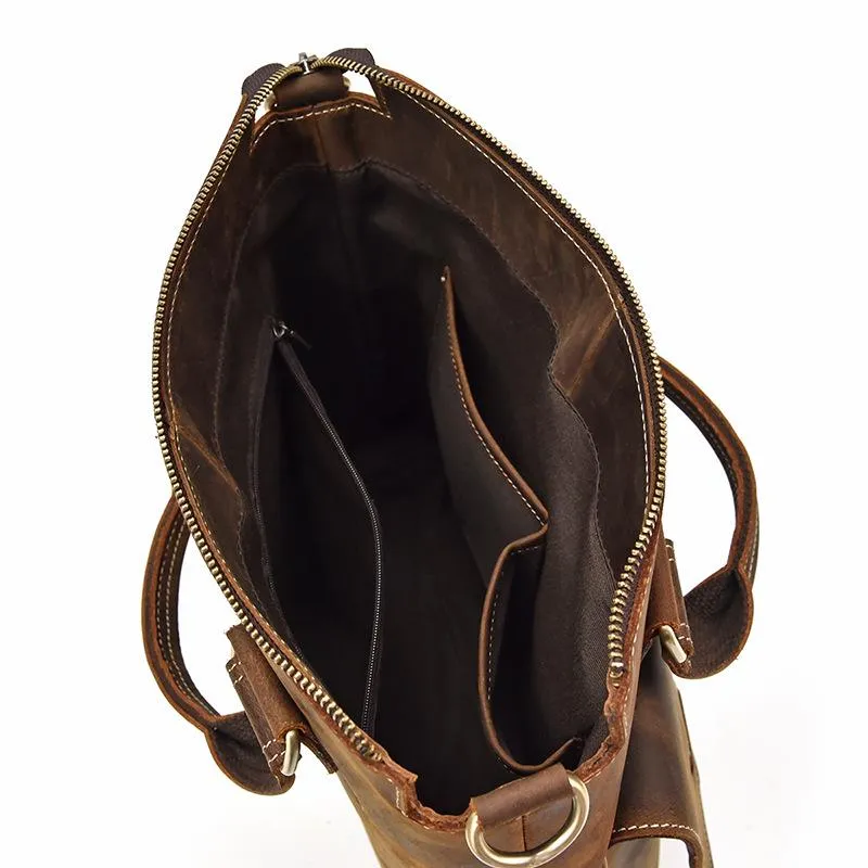 Brown Leather Mens Vintage Work Bag Handbag Briefcase Shoulder Bags Business Bags For Men