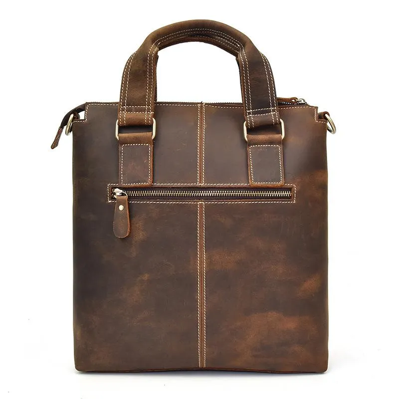Brown Leather Mens Vintage Work Bag Handbag Briefcase Shoulder Bags Business Bags For Men