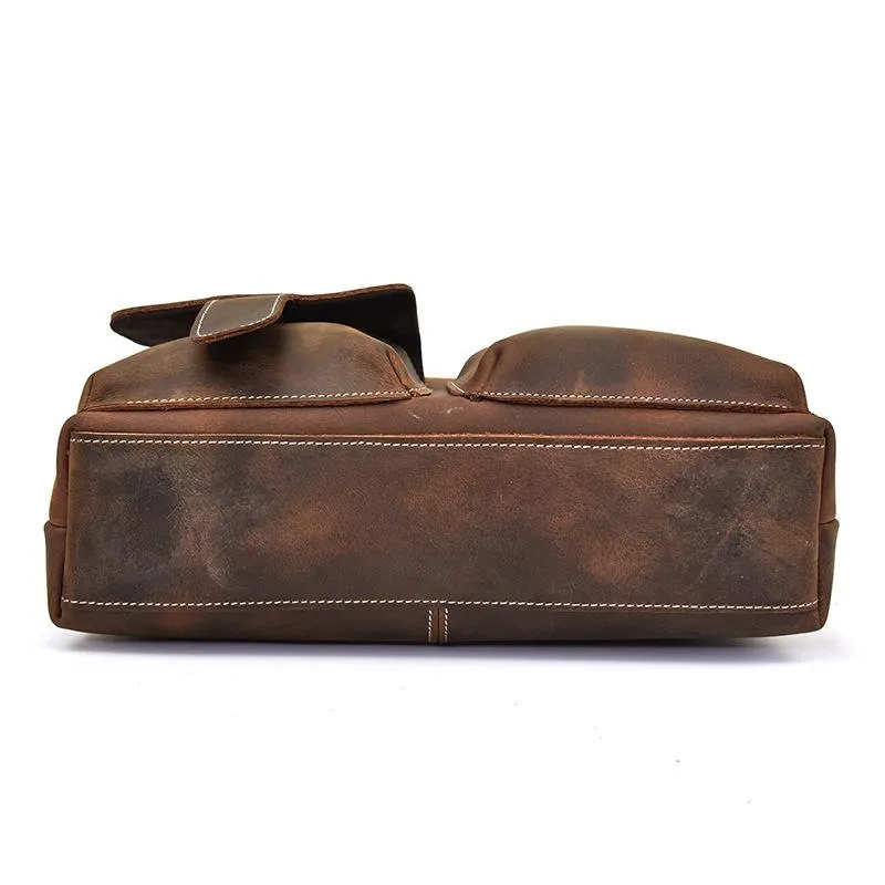 Brown Leather Mens Vintage Work Bag Handbag Briefcase Shoulder Bags Business Bags For Men