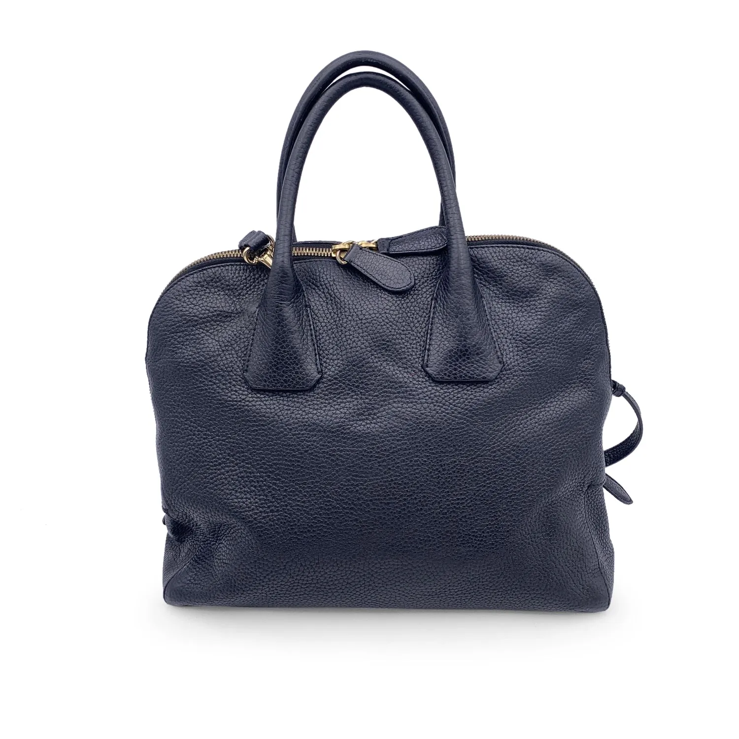 BURBERRY Black Leather Greenwood Dome Bag Satchel With Strap