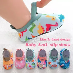 Cartoon Design Baby Beach Sneakers, Aqua Barefoot Shoes
