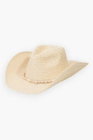 Cowrie Shell Straw Braided Cowboy Hat