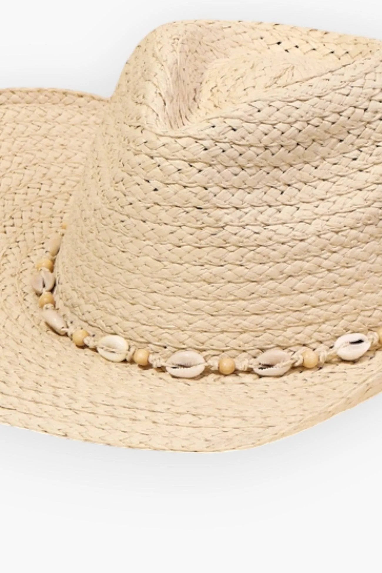 Cowrie Shell Straw Braided Cowboy Hat