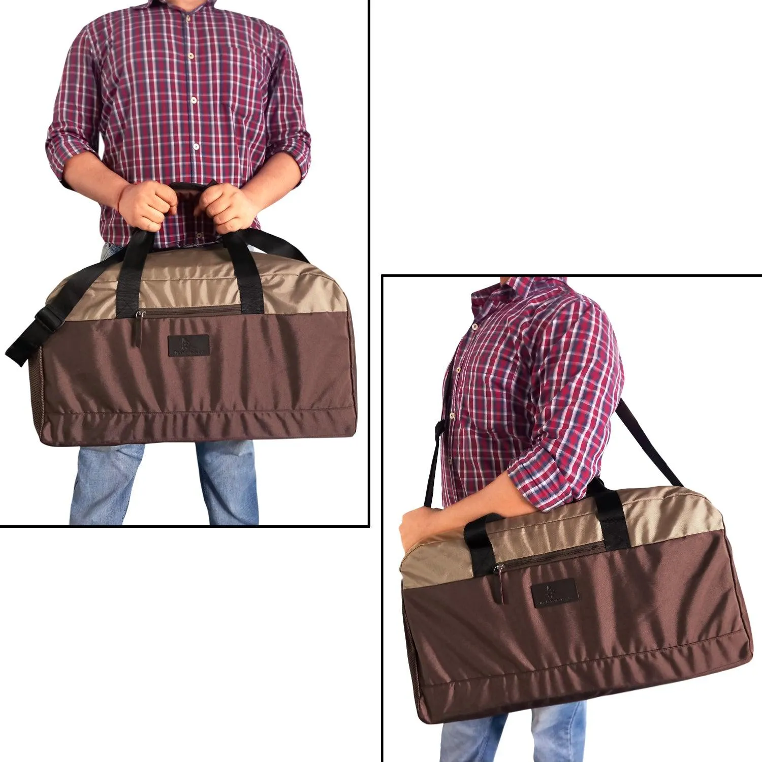 Deeya Ballistic Nylon Large Size Unisex Travel Duffle Bag, Shoulder Weekender Bag (Brown)