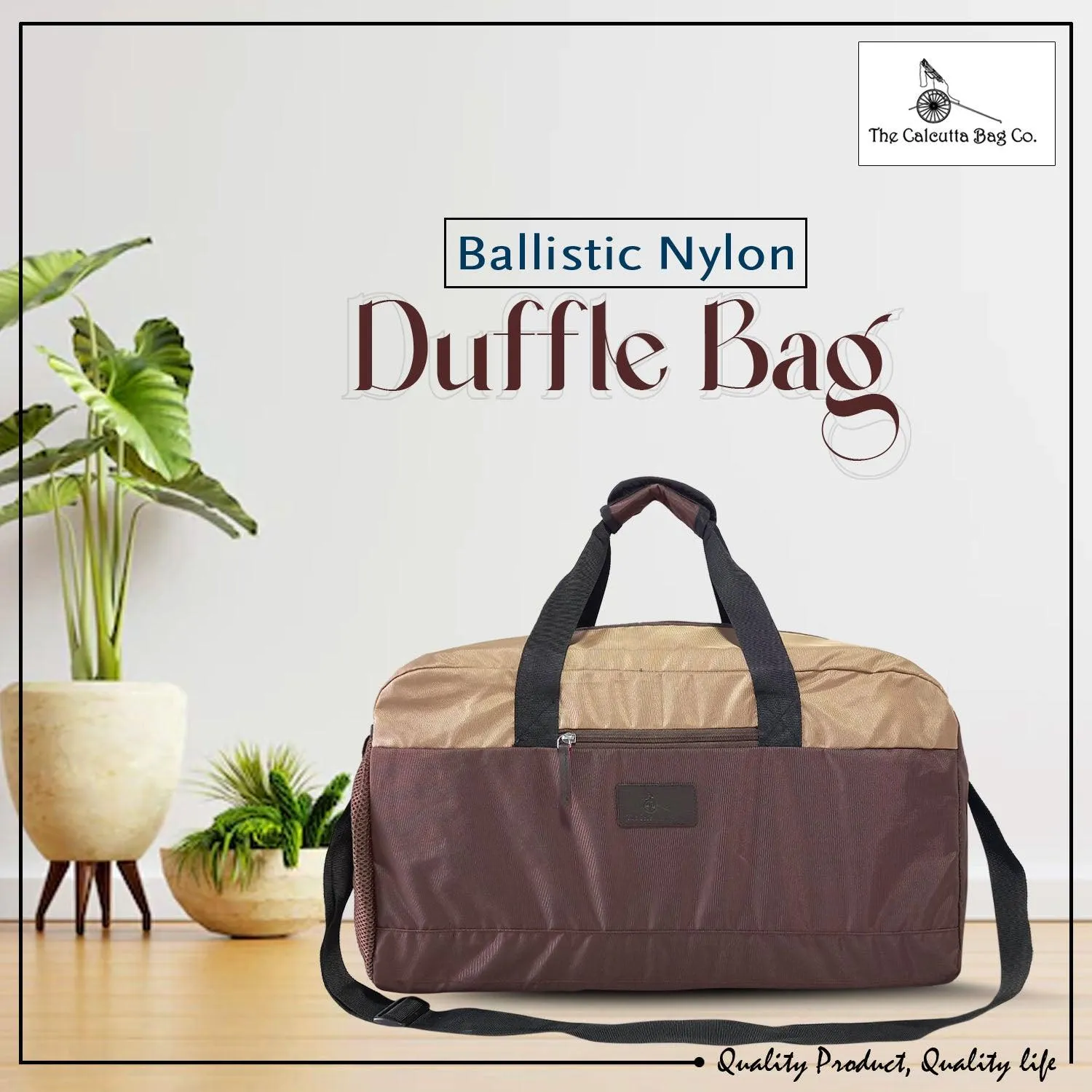 Deeya Ballistic Nylon Large Size Unisex Travel Duffle Bag, Shoulder Weekender Bag (Brown)