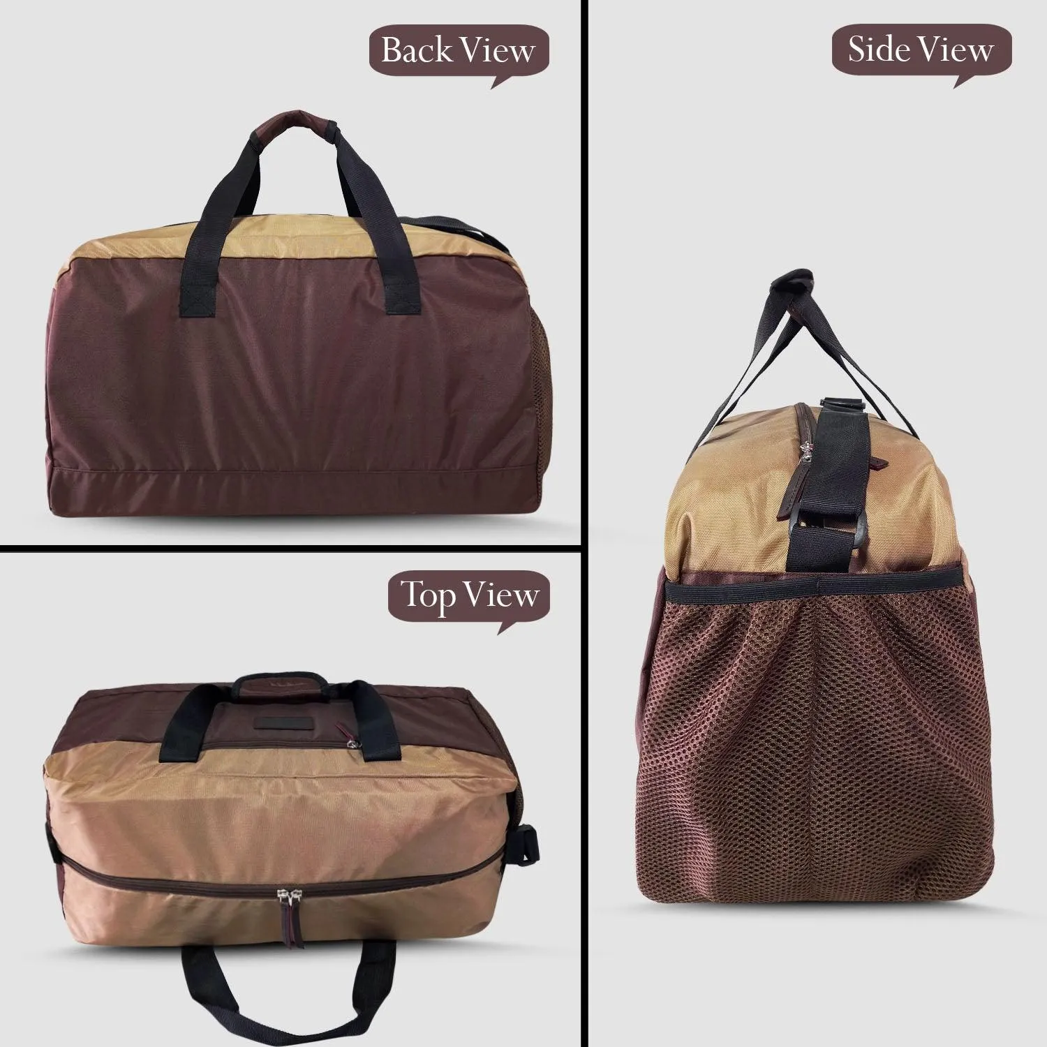 Deeya Ballistic Nylon Large Size Unisex Travel Duffle Bag, Shoulder Weekender Bag (Brown)