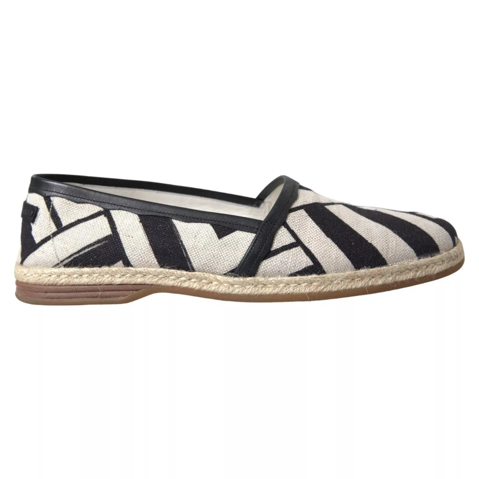 Dolce & Gabbana Black White Stripes Slip On Espadrilles