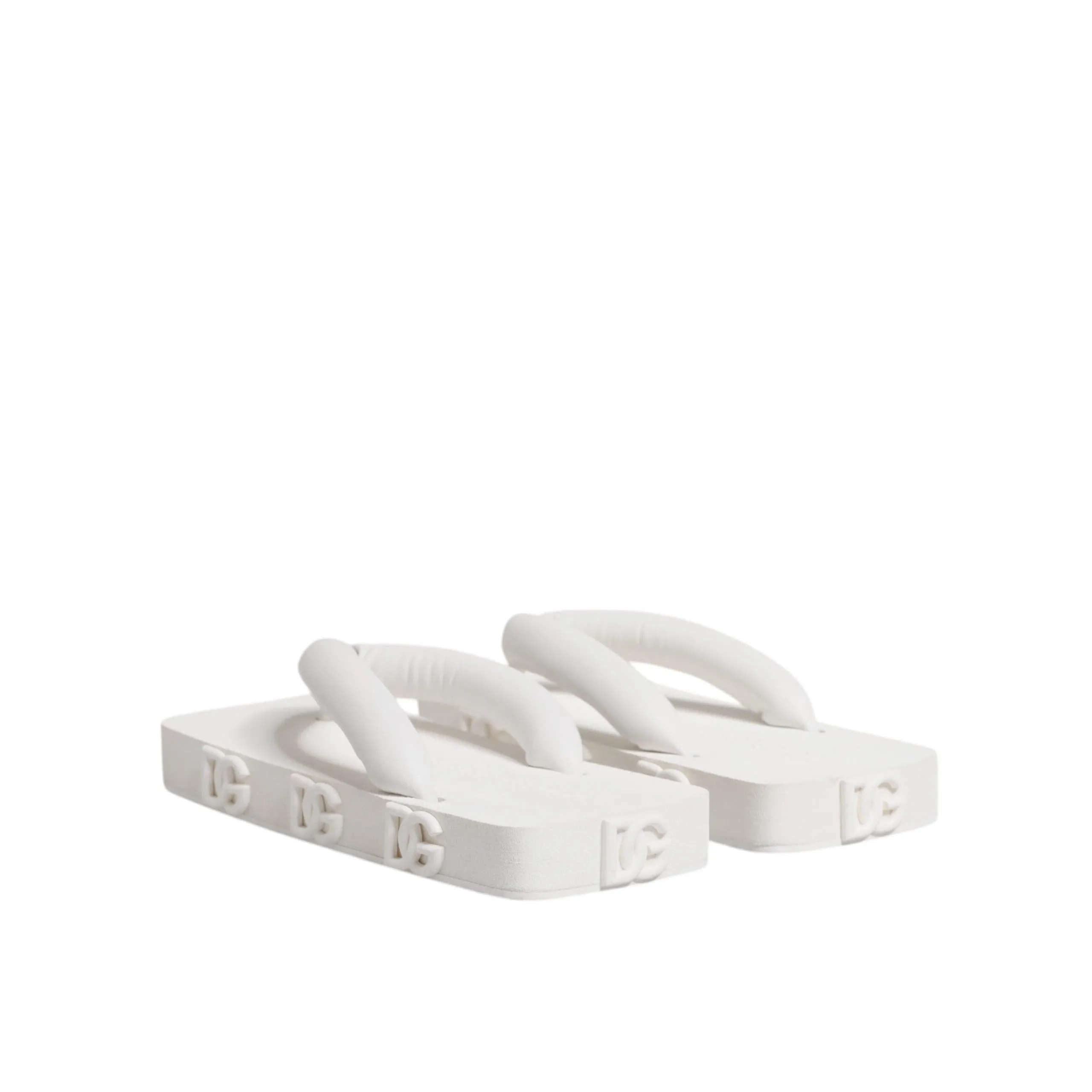Dolce & Gabbana White Rubber Slides Flats Sandals Shoes