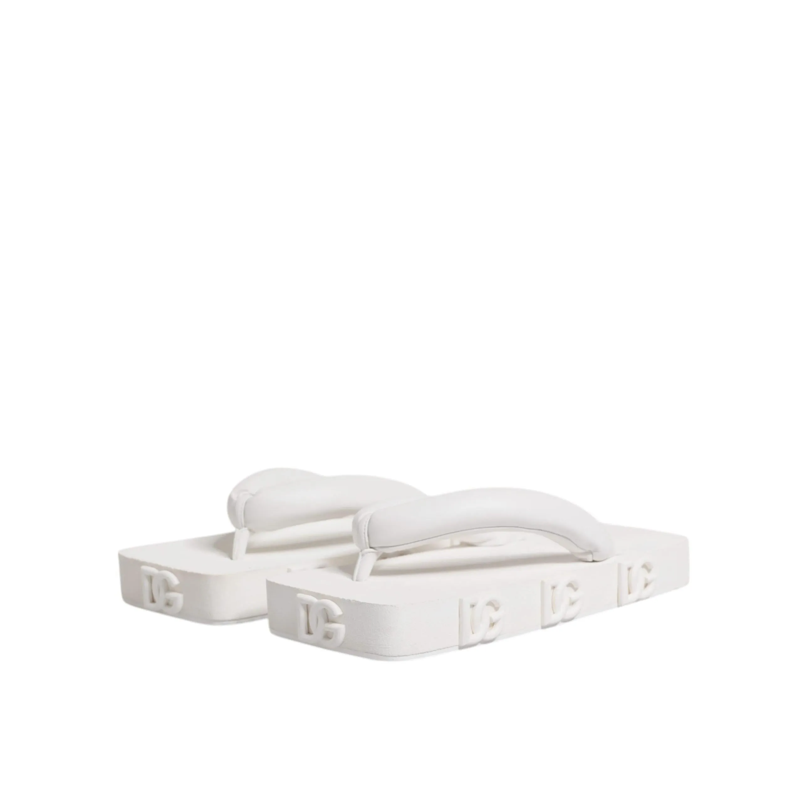 Dolce & Gabbana White Rubber Slides Flats Sandals Shoes