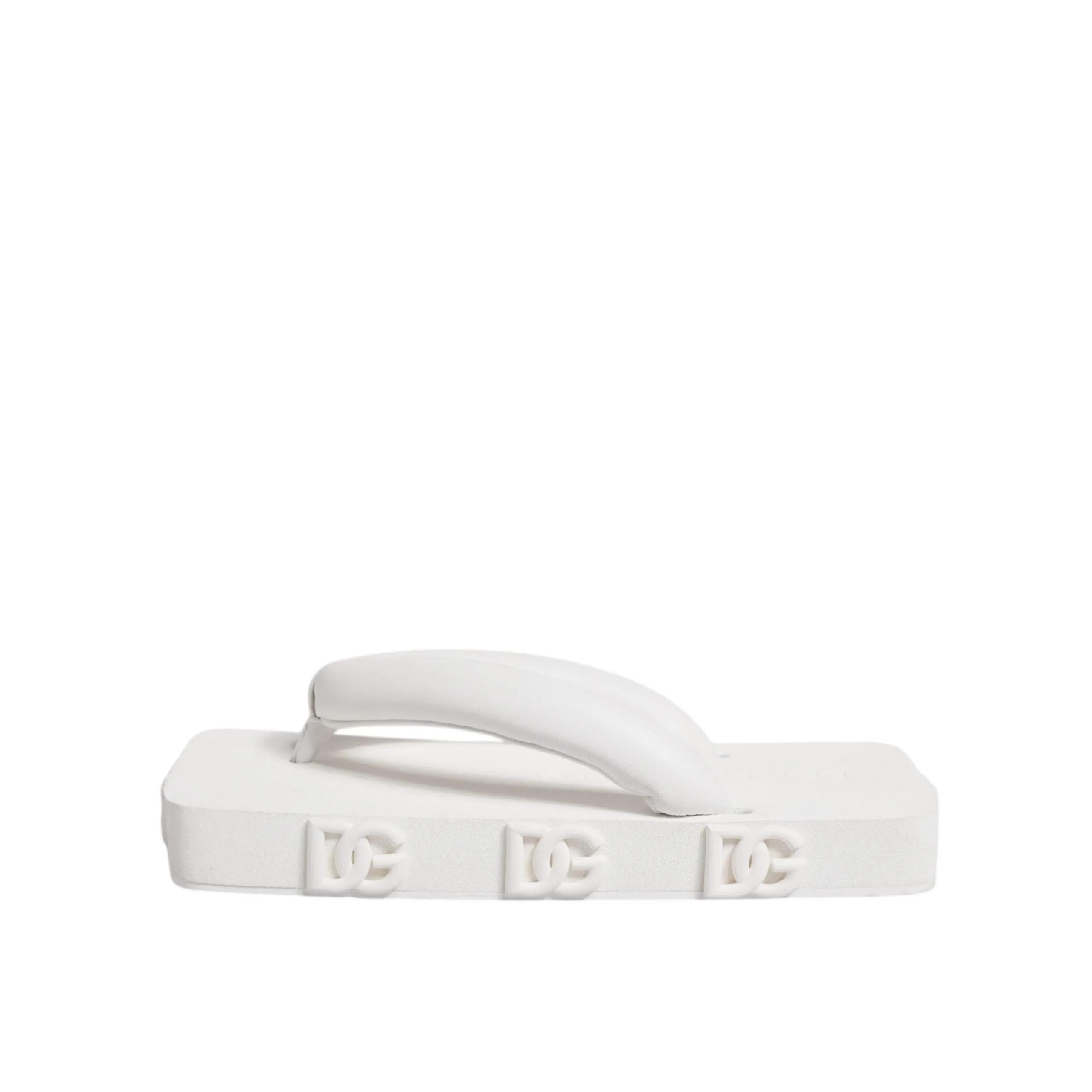 Dolce & Gabbana White Rubber Slides Flats Sandals Shoes