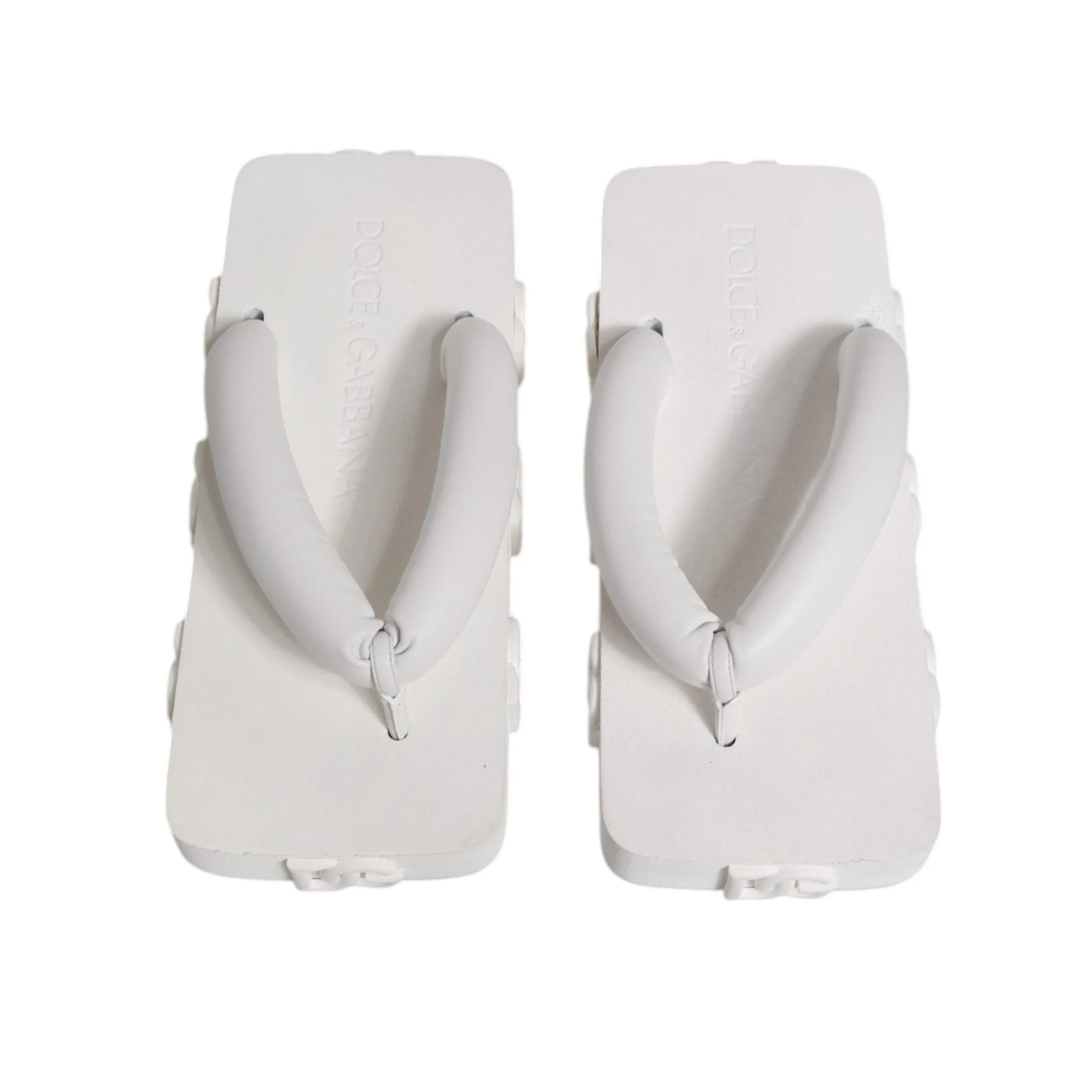 Dolce & Gabbana White Rubber Slides Flats Sandals Shoes