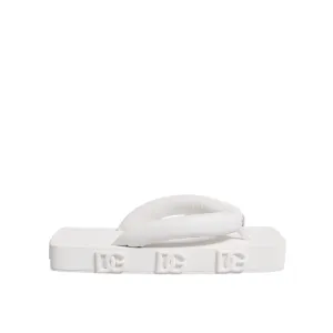 Dolce & Gabbana White Rubber Slides Flats Sandals Shoes