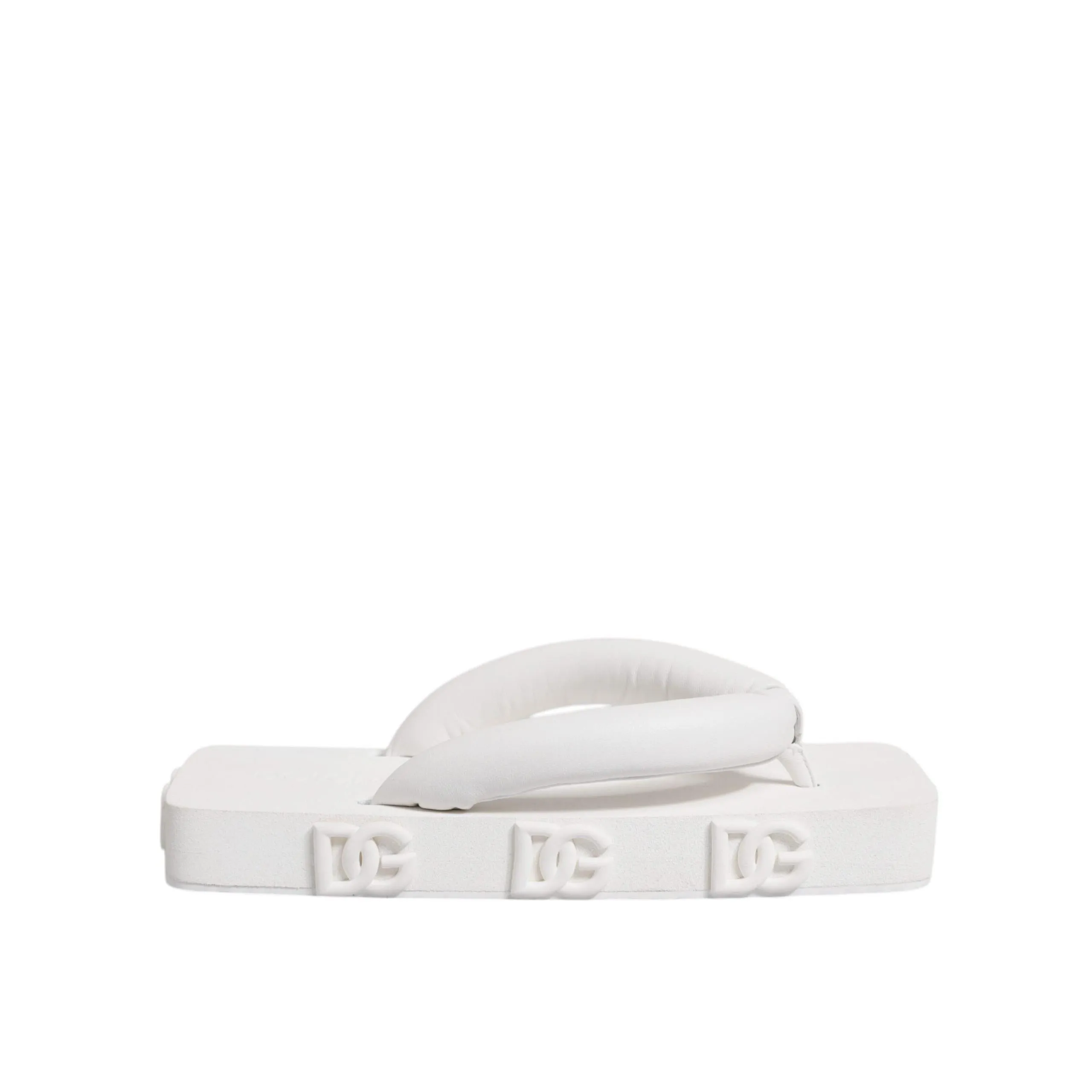 Dolce & Gabbana White Rubber Slides Flats Sandals Shoes