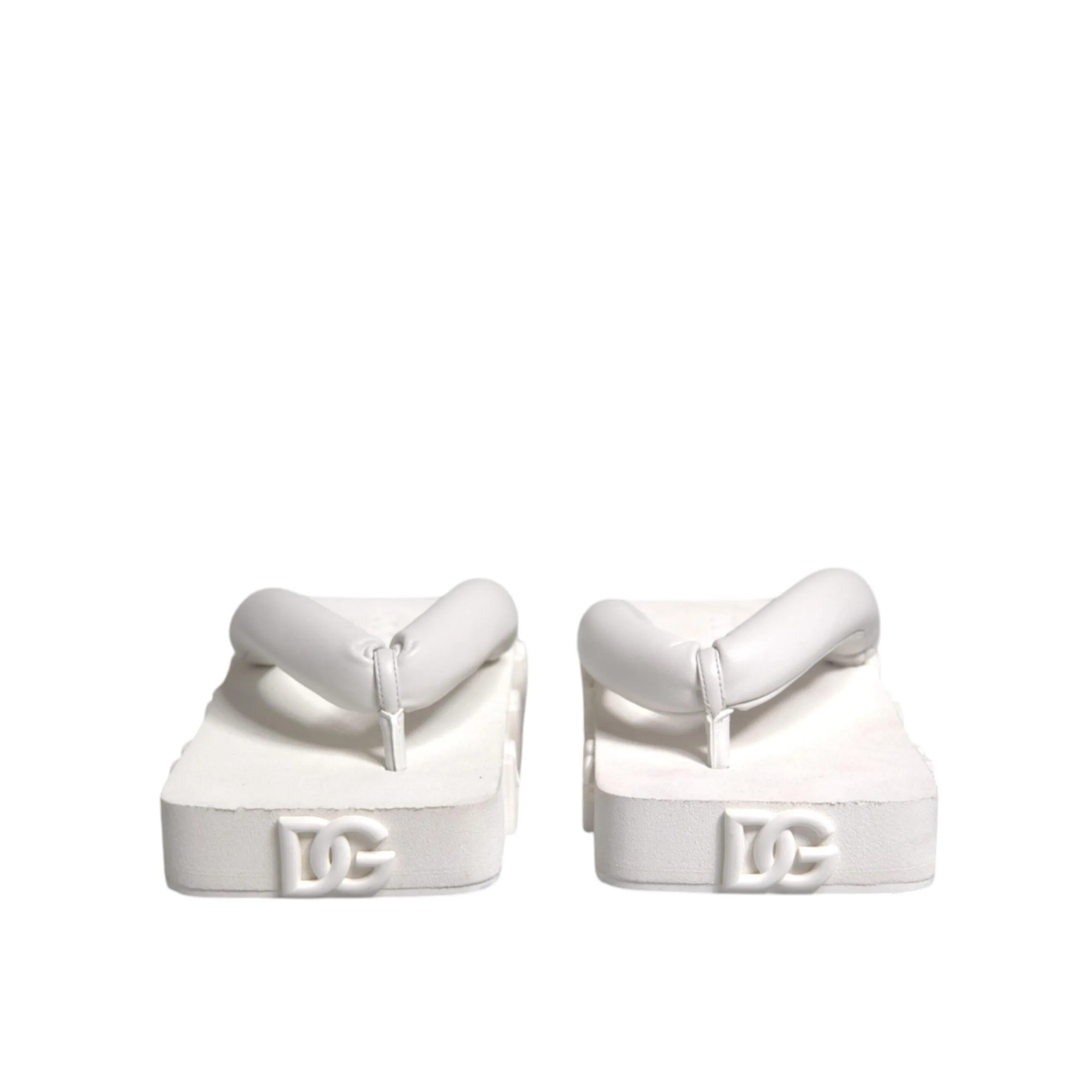 Dolce & Gabbana White Rubber Slides Flats Sandals Shoes