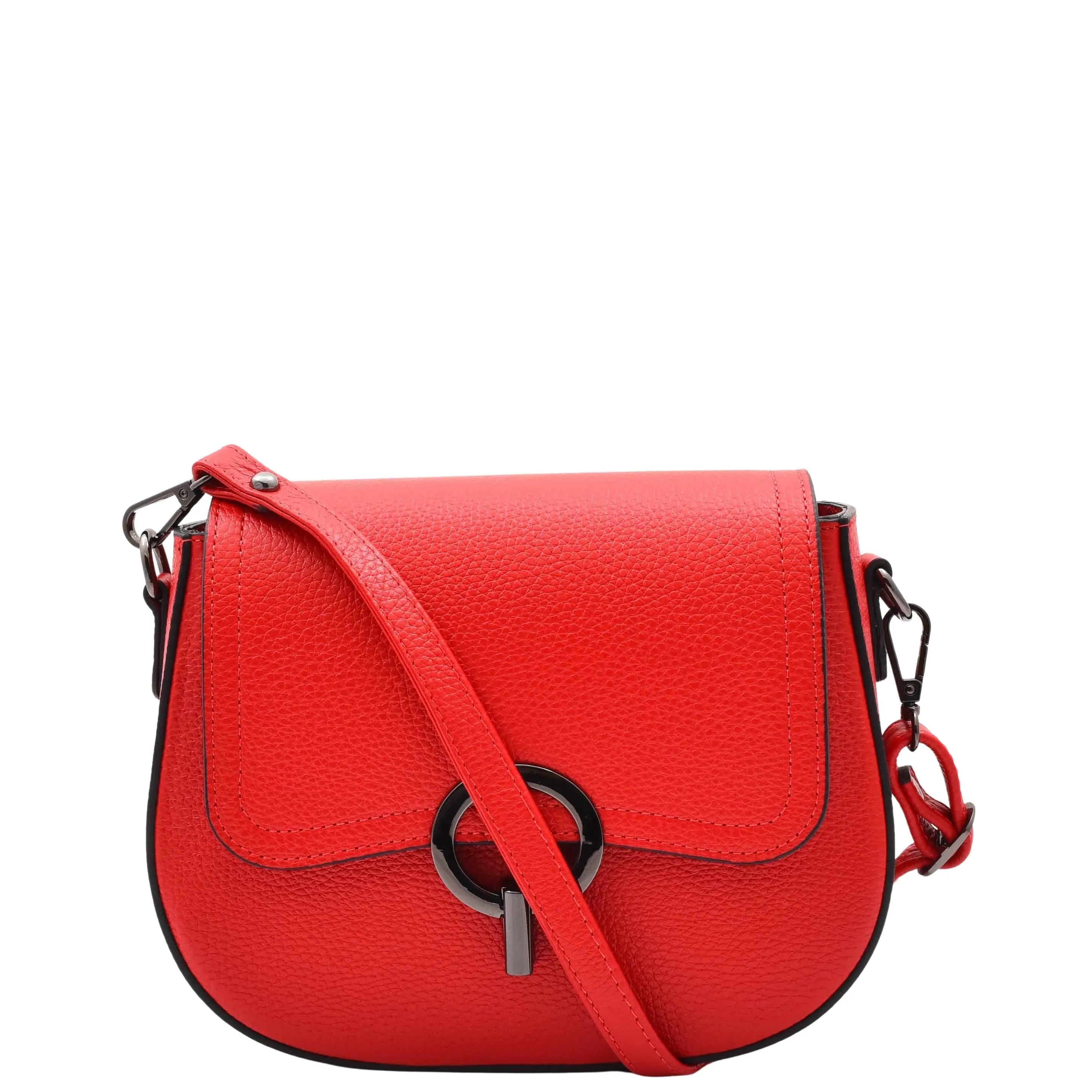DR578 Women's Genuine Leather Small Sized Cross Body Bag Red
