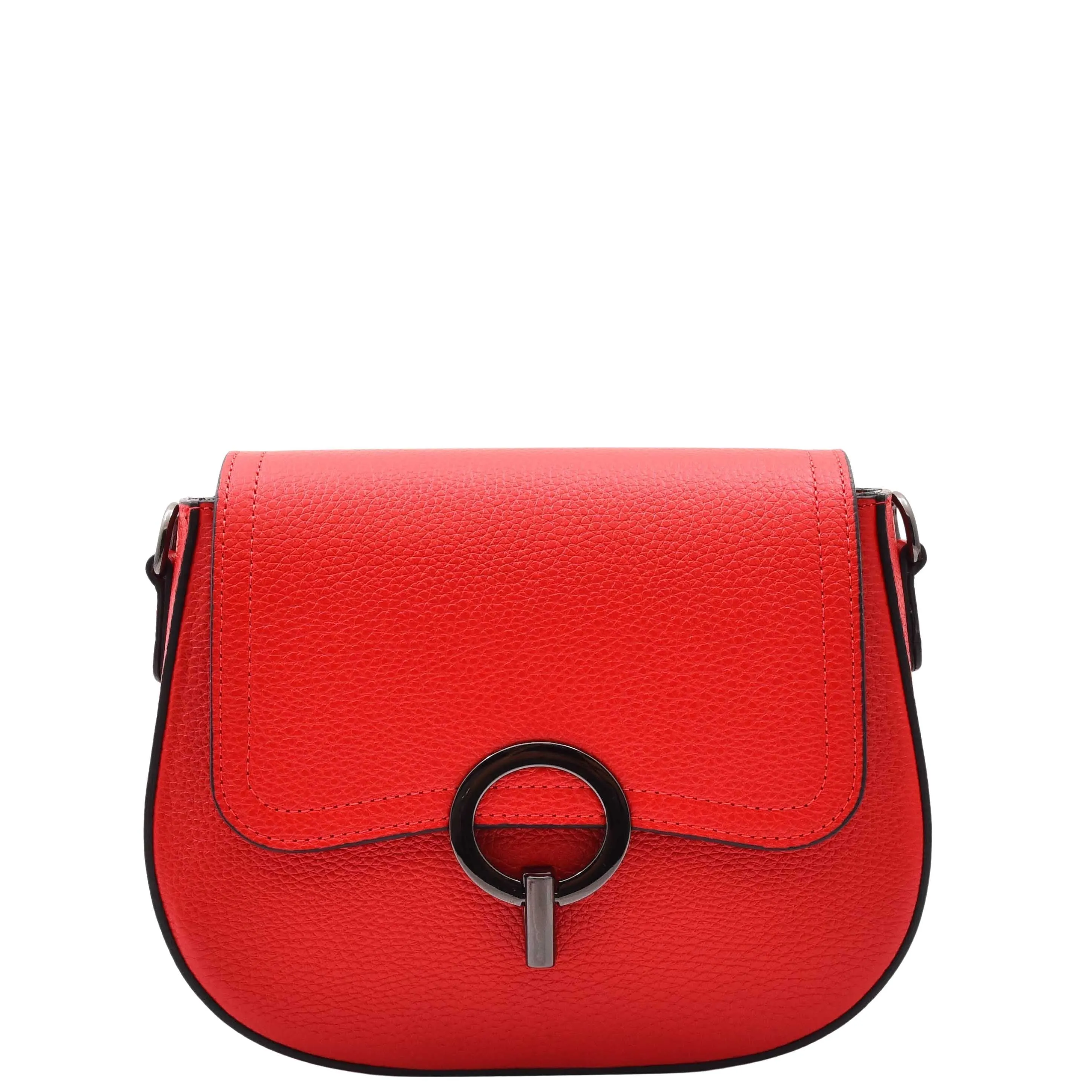 DR578 Women's Genuine Leather Small Sized Cross Body Bag Red
