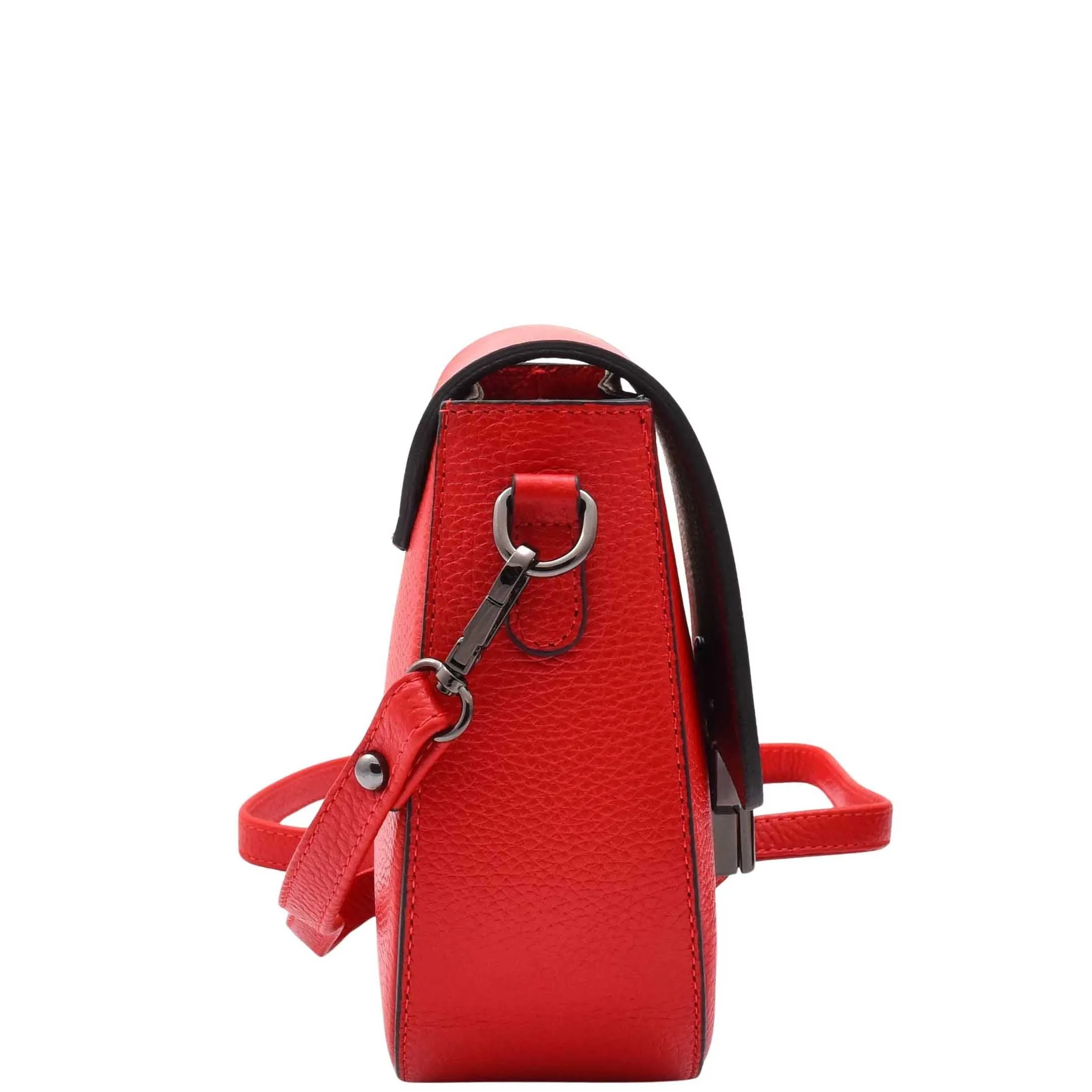 DR578 Women's Genuine Leather Small Sized Cross Body Bag Red