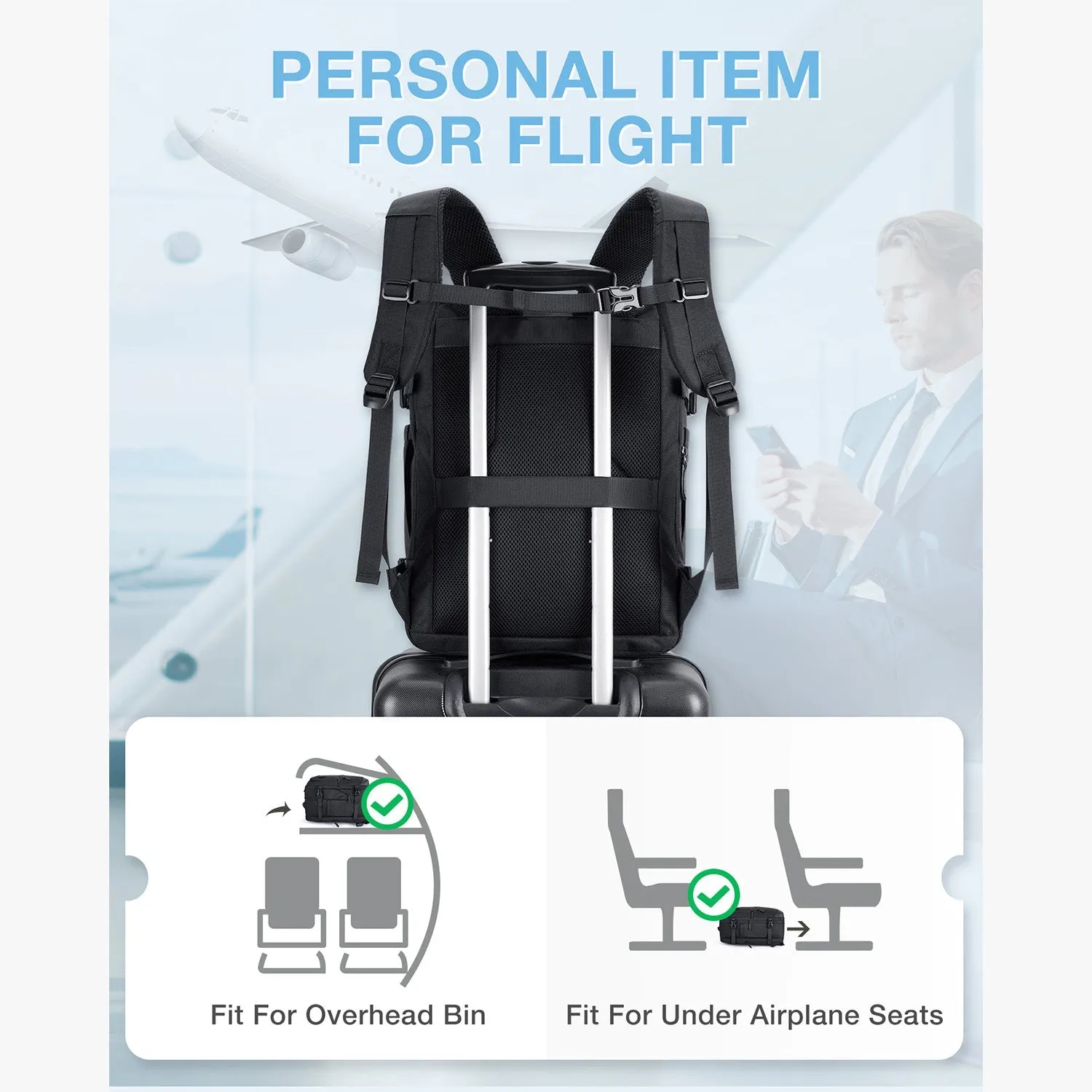 Falco 40L Expandable Airline Approved Carry On Backpack