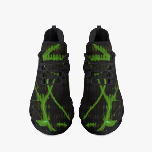 Green Laser Mesh Knit Bounce Sneakers - Black