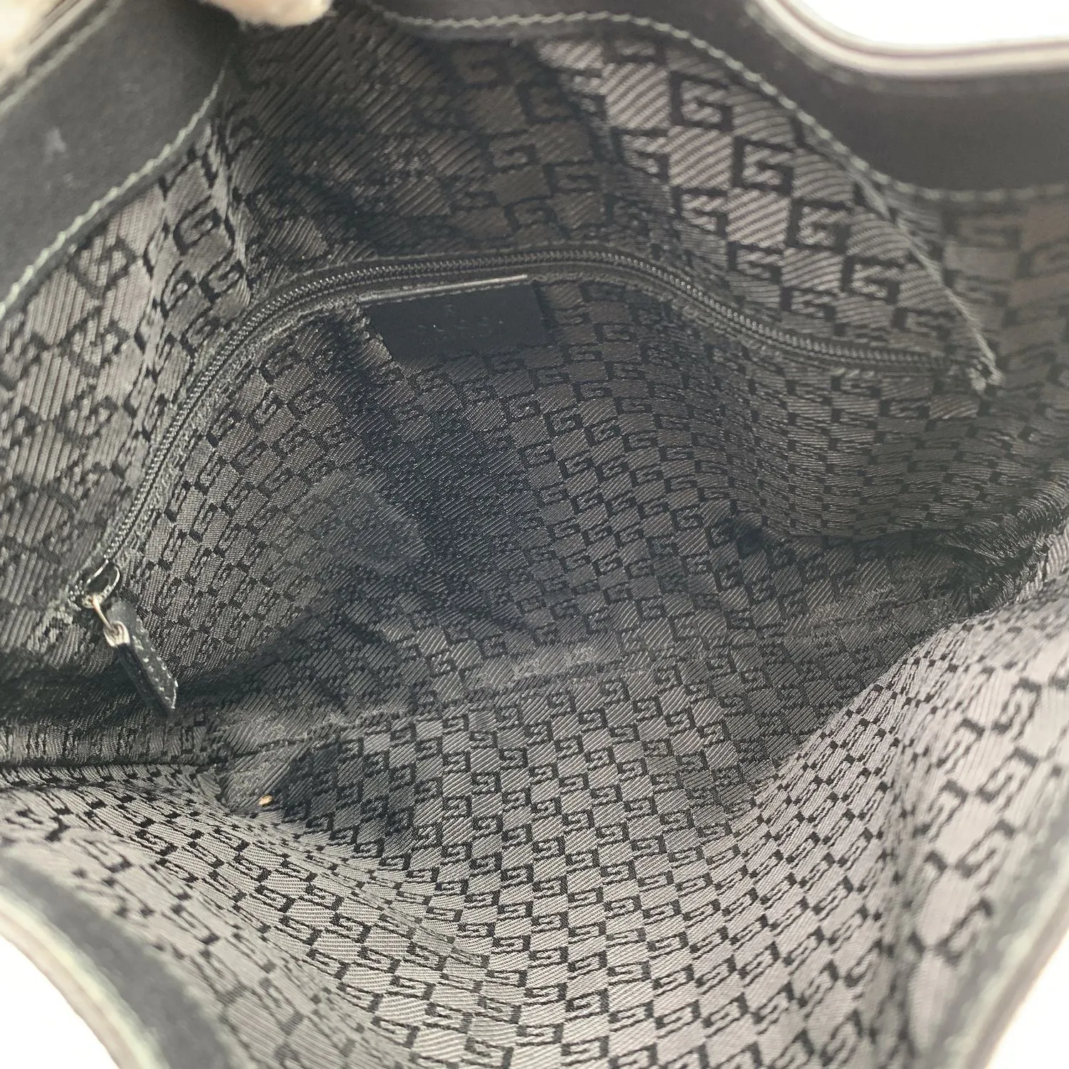 Gucci Black Suede and Leather Vertical Shoulder Bag Tote