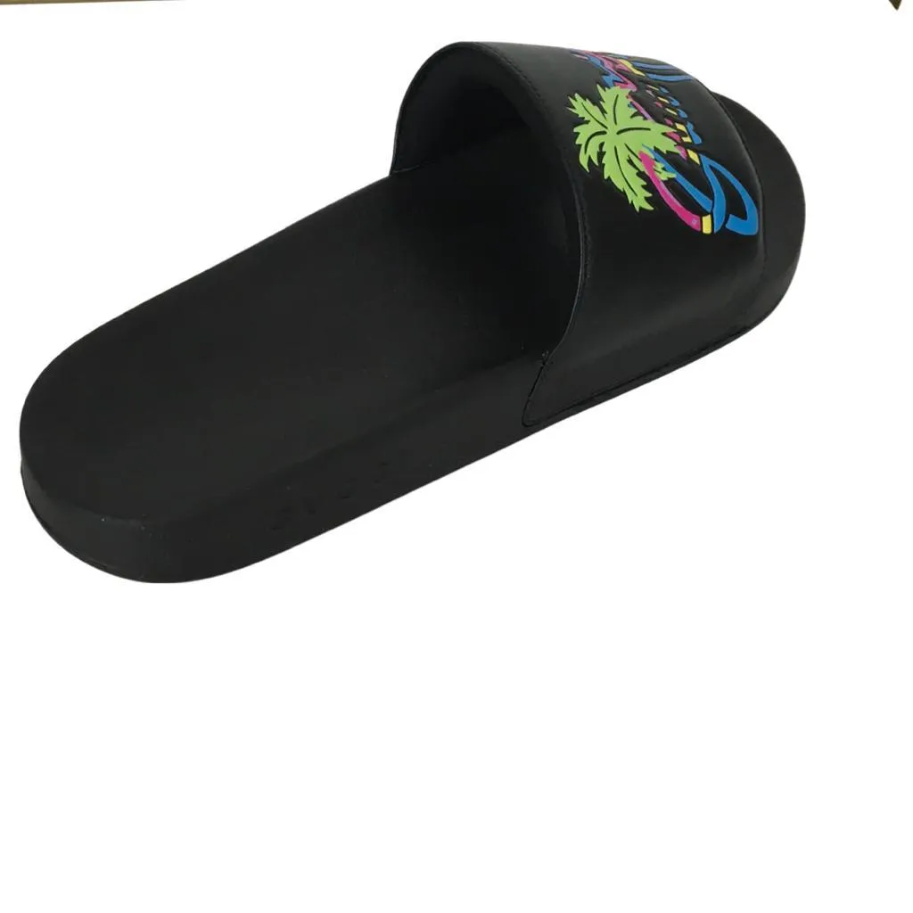 Gucci Men's Pursuit Pool Slide Sandals Logo Hawaiian Sz 9 Black Color