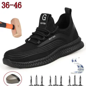 GUYISA Safety Labor Ins Men's Anti-Smashing-Piercing Work Breathable Mesh Hiking Shoes