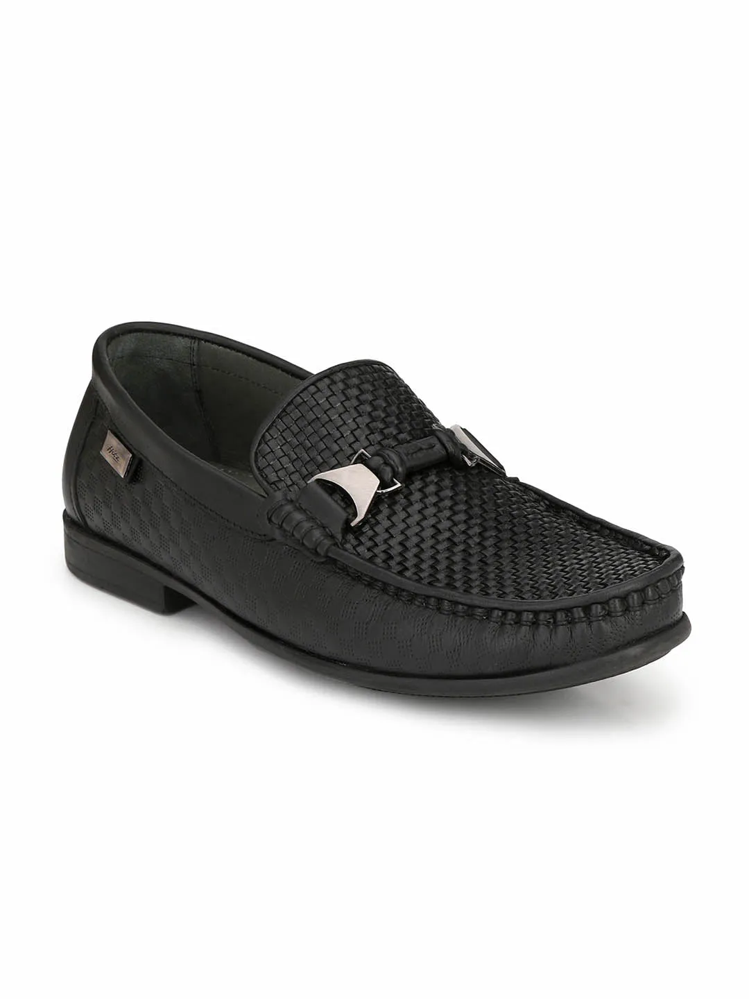 HITZ5308 Men's Black Leather Casual Slip-On Shoes
