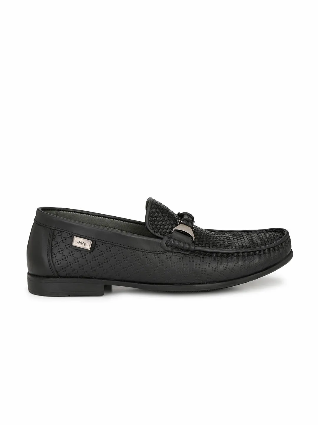 HITZ5308 Men's Black Leather Casual Slip-On Shoes