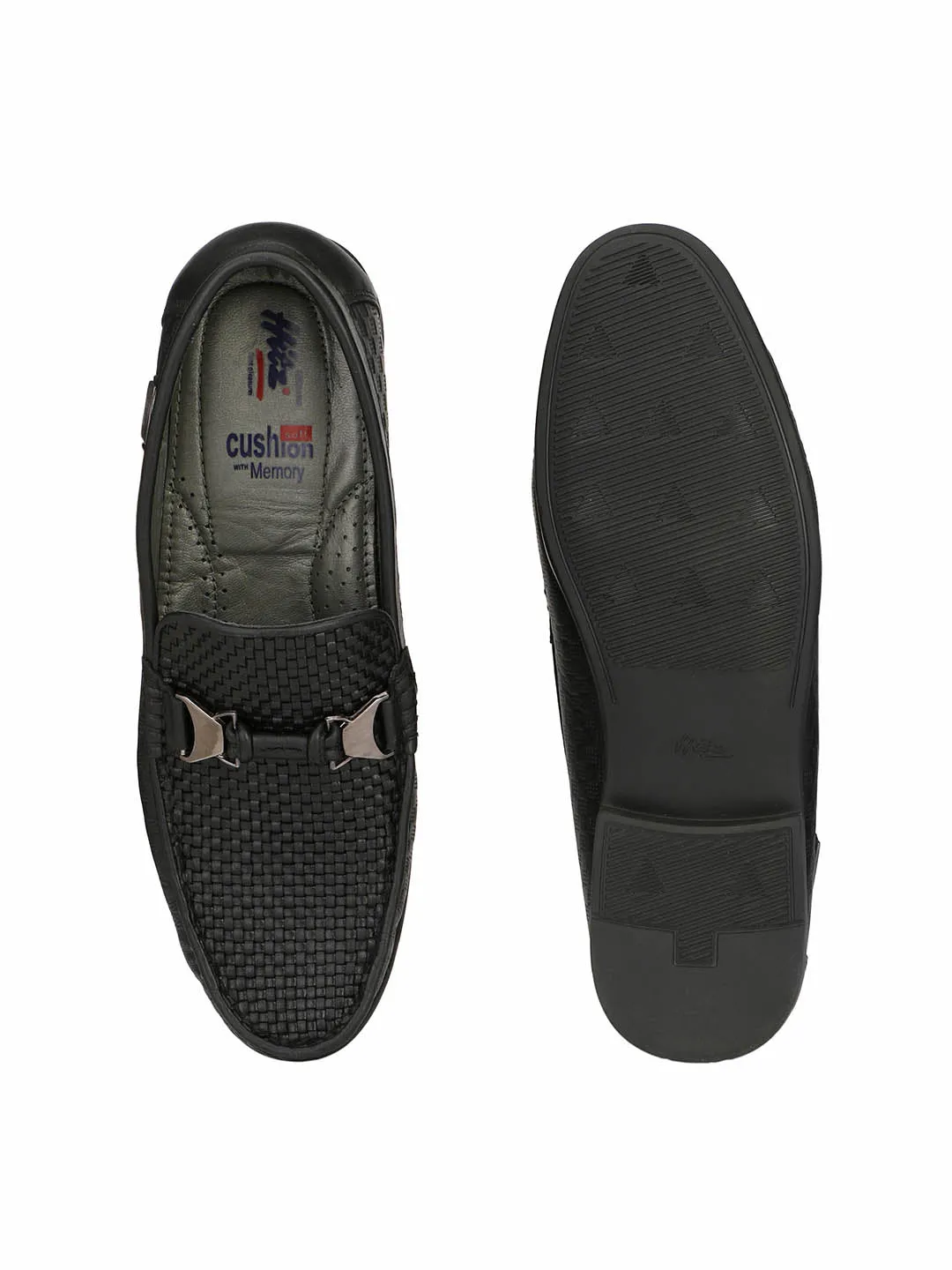 HITZ5308 Men's Black Leather Casual Slip-On Shoes
