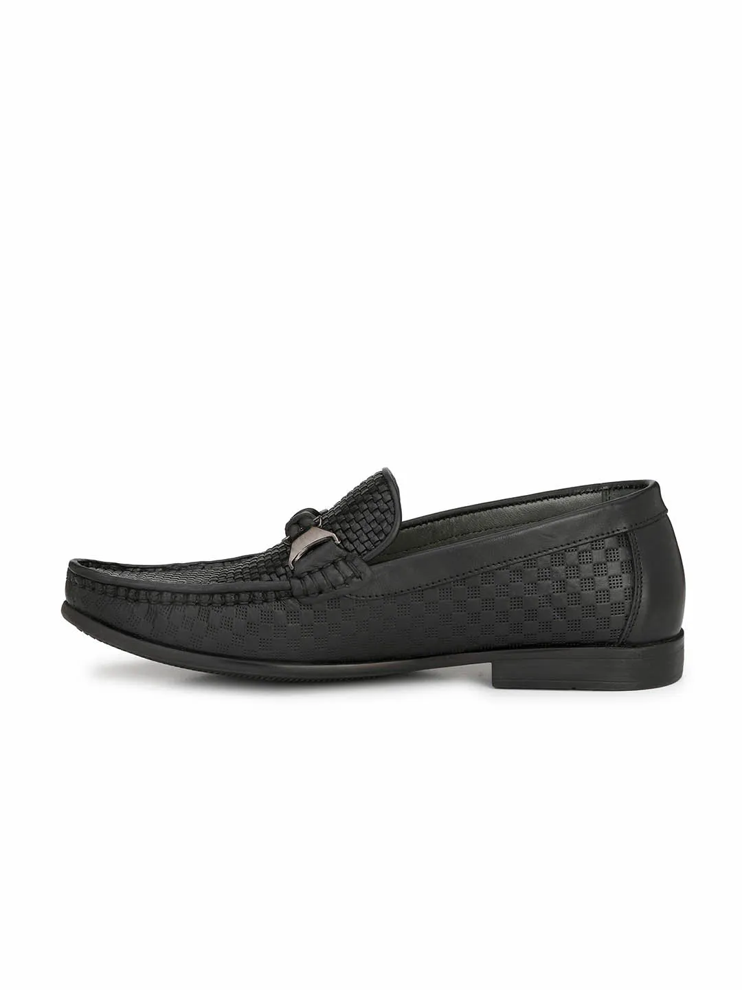 HITZ5308 Men's Black Leather Casual Slip-On Shoes