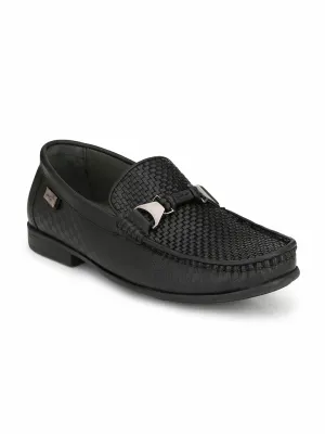 HITZ5308 Men's Black Leather Casual Slip-On Shoes